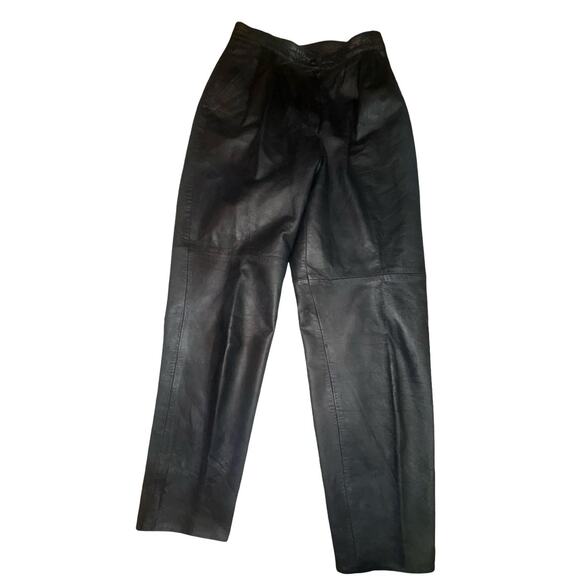 German Pants - German Made Dark Navy Leather Fully Lined High Rise Pants Sz 29” x 31”